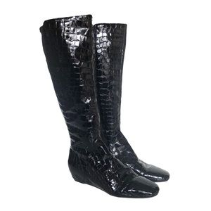 Donald J Pliner Patrice High Boots Size 10 Black Crocco